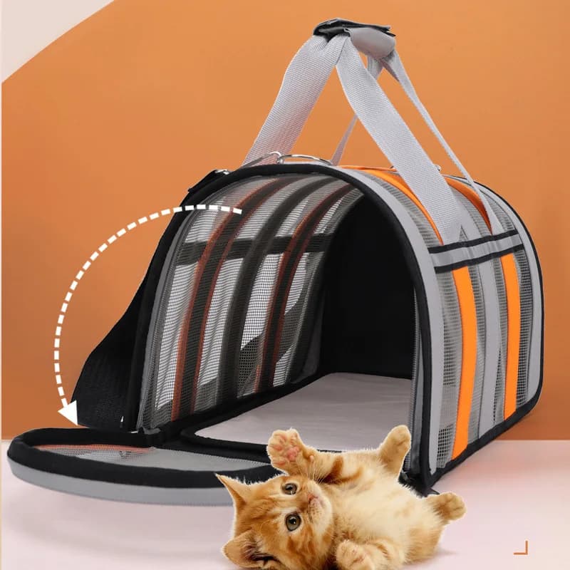 Portable pet carrier bag for cats, crossbody bag, hand-held pet cat bag, portable breathable foldable dog