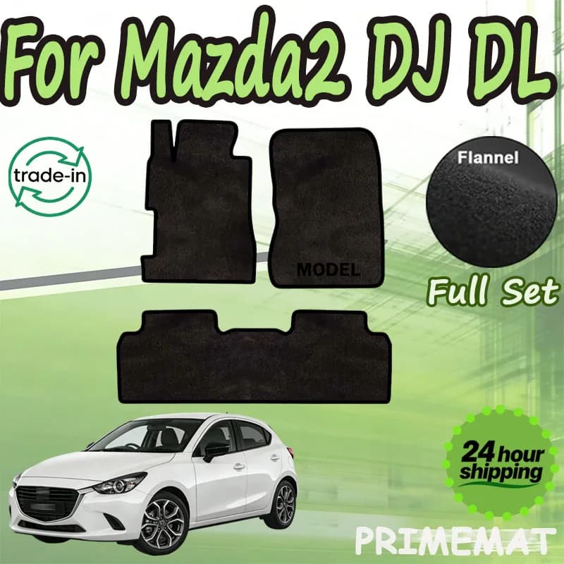 PRIMEMAT Flannel Mats for Mazda2 DJ DL MK3 Mazda 2 2015~2023 Car Mats Car Mats Footrest Panels Non-slip Mat Cover
