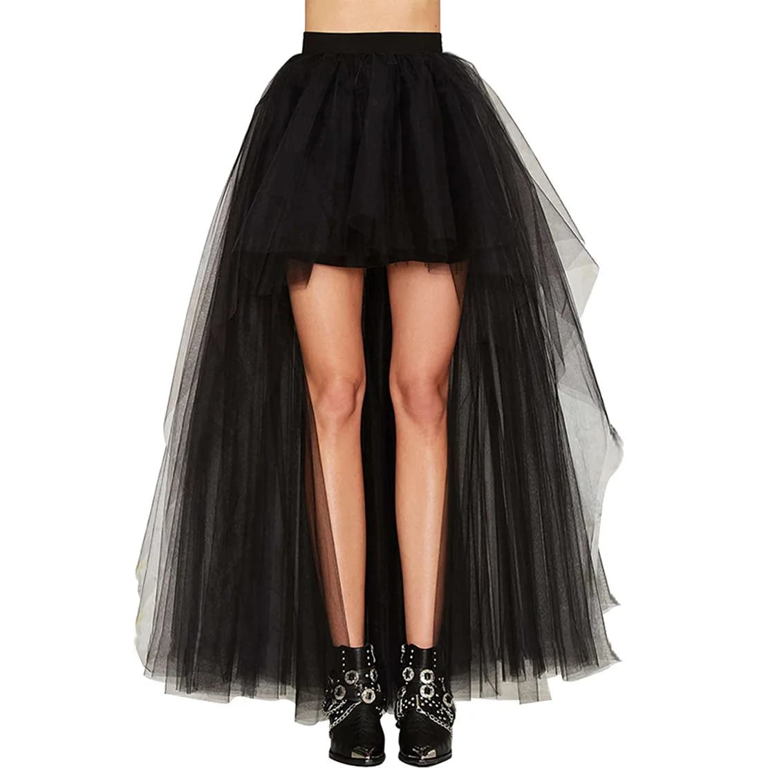 Gonna Punk da Donna, Gonna Gotica in Tulle, Gonna Lunga, Abito da Ballo, Gonna Nera in Rete per Spettacoli e Feste