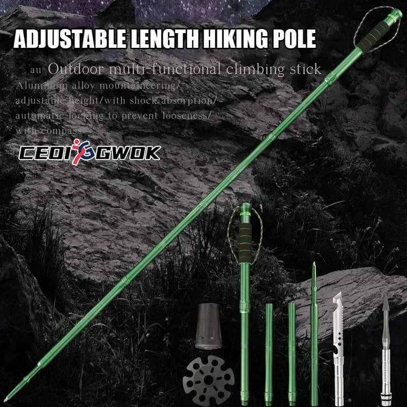CEOI GWOK Walking Stick Ultralight Trekking Sticks Adjustable Aluminum Automatic Lock Anti-slip Wear Resistant Adults Children
