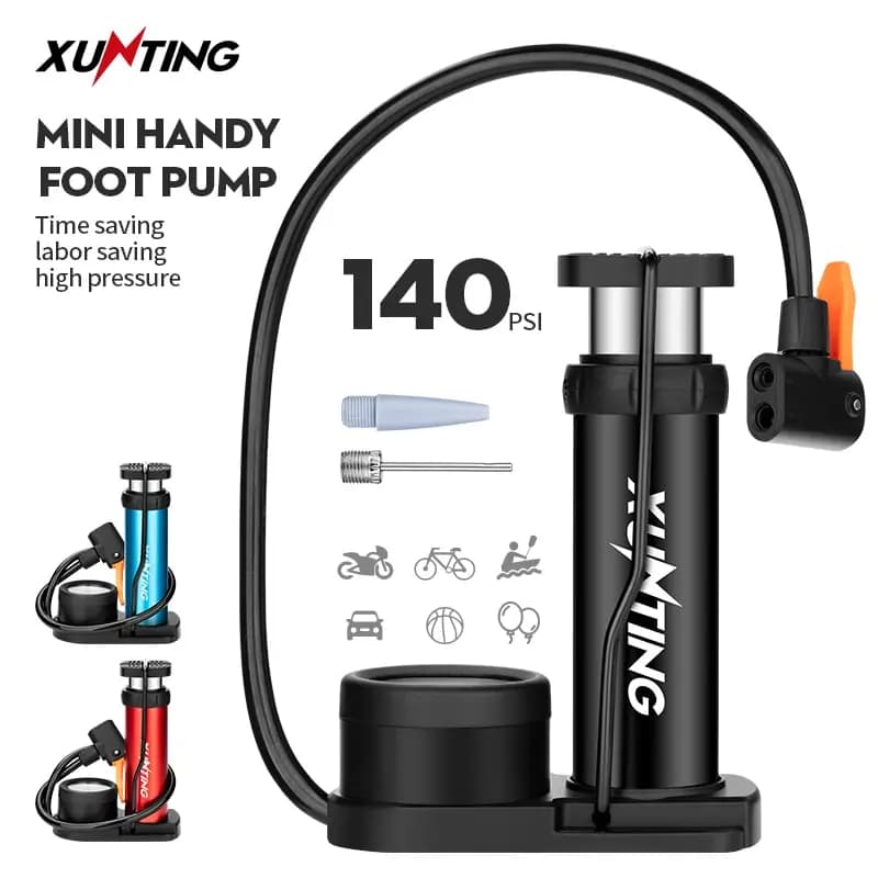 Xunting Mini pompa a pedale per bici MAX 120PSI con manometro Presta Schrader Valve con ago per pompa per bicicletta da montagna da strada