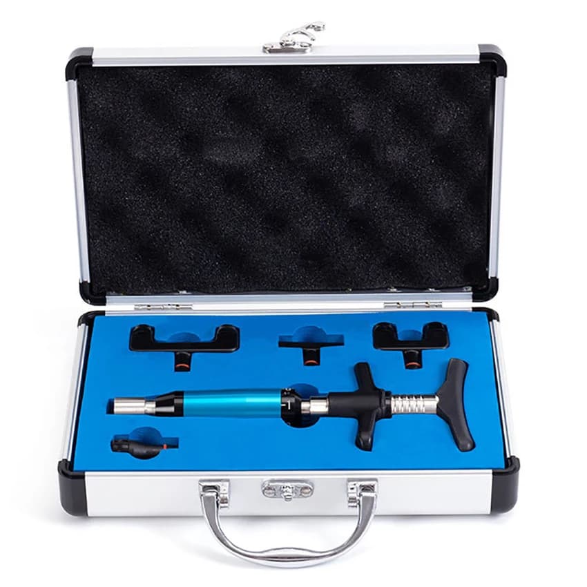 Strumento di regolazione chiropratica 300N Colonna vertebrale 6 livelli 1/4 teste Terapia Regola strumento di vertebrazione Massaggiatore Set di pistole chiropratiche manuali
