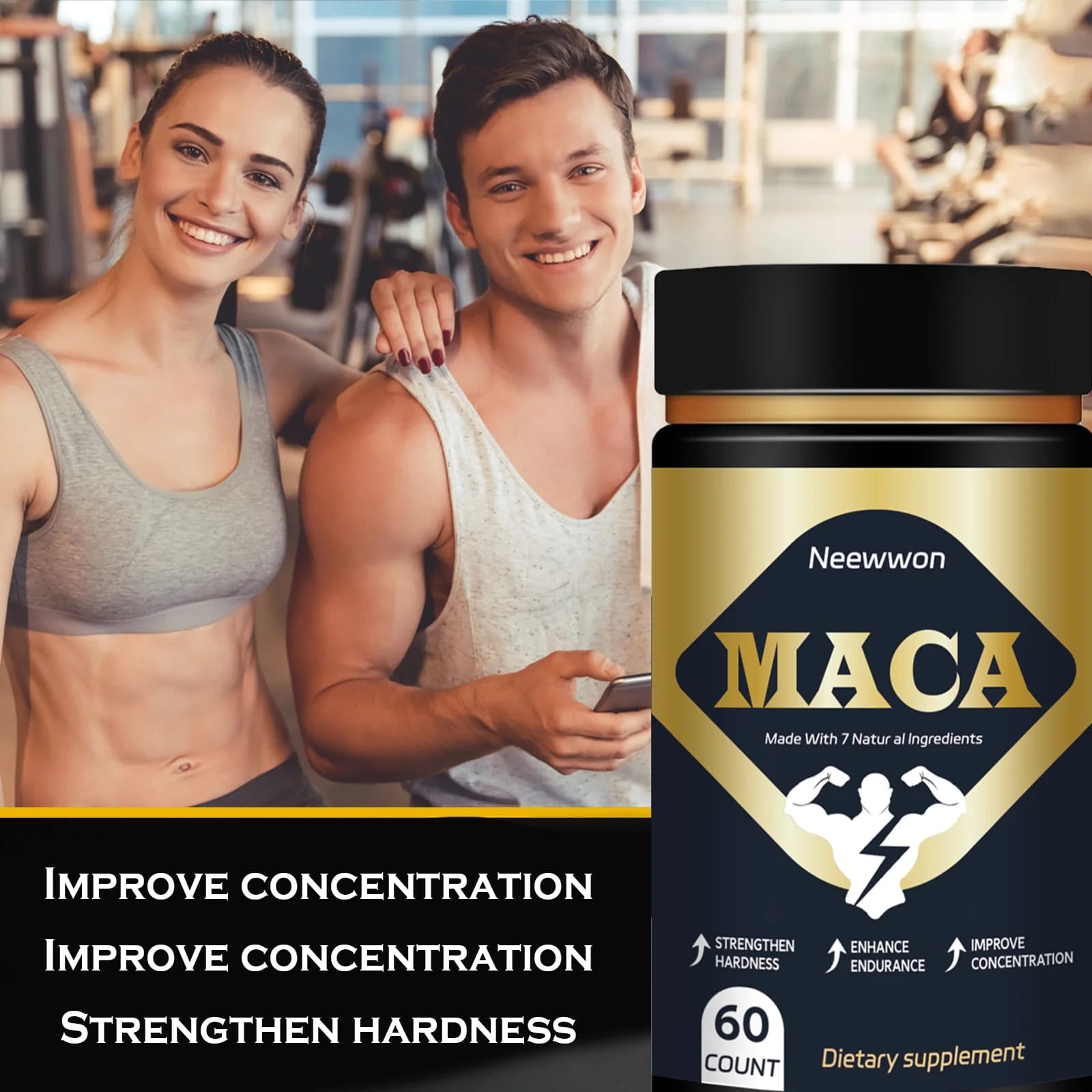 Neewwon Integratore naturale per radici di maca Supporto per benessere quotidiano ad alta fibra per la dieta e la salute globale