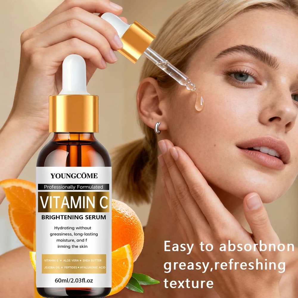 YOUNGCOME Vitamin C serum for face with vitamin C, hyaluronic acid, vitamin E – brightening formula – Improves dark spots