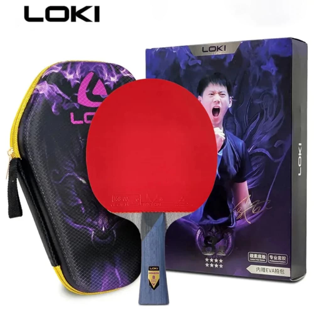 Racchetta da Ping Pong Professionale Loki DRAGON 8 Star con Lama in Carbonio e Gomma Adesiva RXTON 7