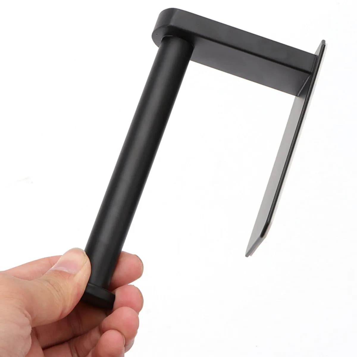 Stainless Steel Toilet Paper Holder No Hole Wall Mounted Tissue Rack with Storage Shelf for Bathroom Accessories Black
