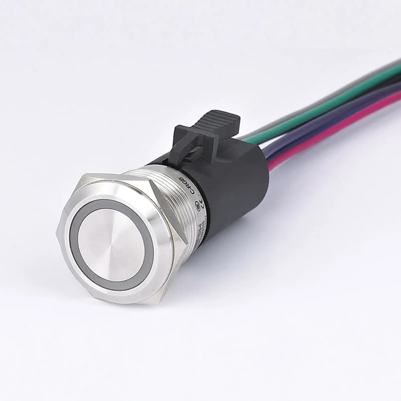 ELEWIND 19mm metallo Acciaio inossidabile 1NO1NC interruttore a pulsante a scatto momentaneo con anello luminoso a LED PM195F-11E/S