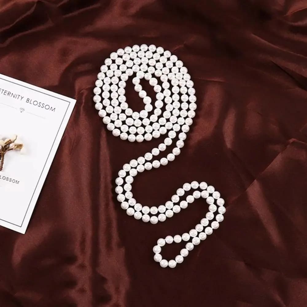 Accessorio per Cheongsam, Collana di Perle 8MM, Gioiello Multistrato Bianco Perla, Elegante Collana di Perle Imitate per Donne