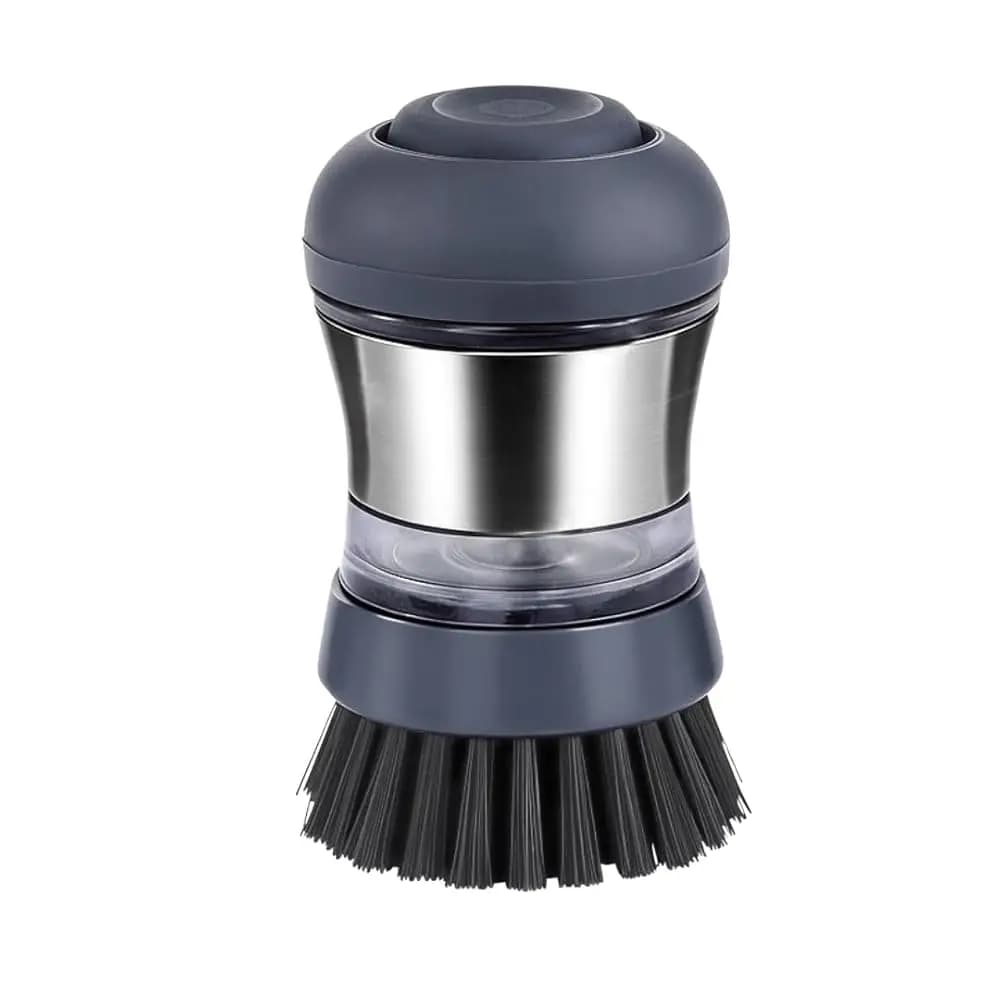 Spazzola per Dispenser di Sapone in Acciaio Inox per Pentole e Pulizia Generale della Cucina | Setole Grigie | Adatto alla lavastoviglie