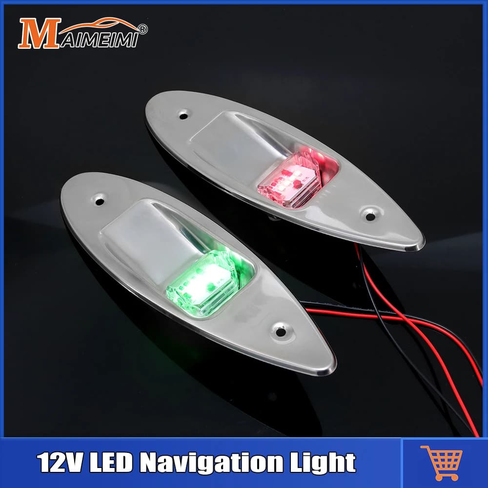 Luce di navigazione marina 12V Barca in acciaio inossidabile LED marino Luce laterale rossa verde Luci di segnalazione a vela per pontoni Sciatori Barche