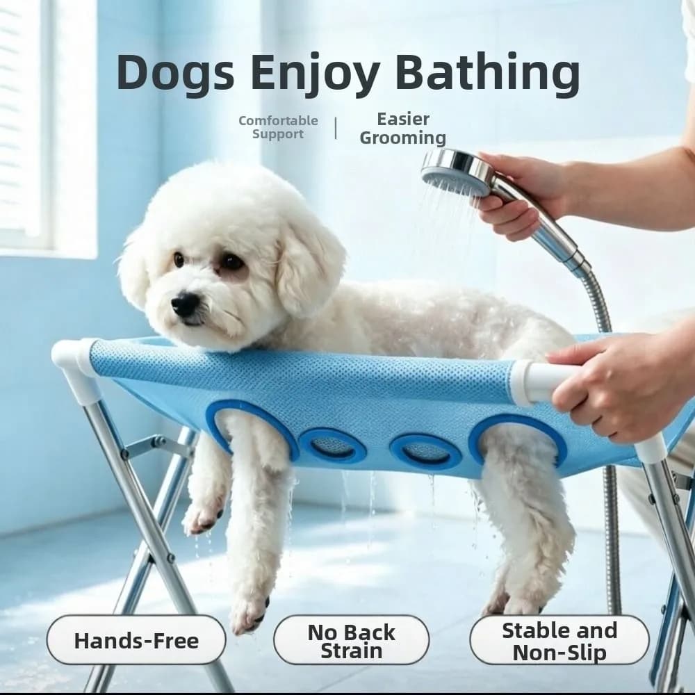 Foldable Pet Grooming Table Quick-Dry Mesh Non-Slip Pet Grooming Hammock Comfortable Stable Structure Pet Washing Rack
