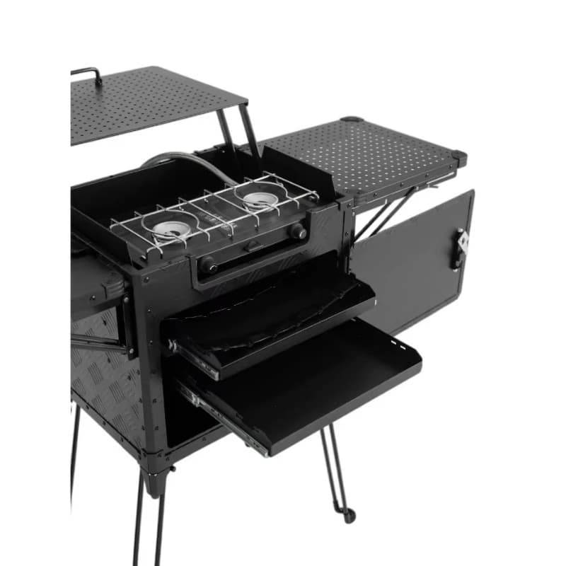 All-In-One Foldable Outdoor Camping Kitchen Station with Stove Sink Por- Camping Cook -