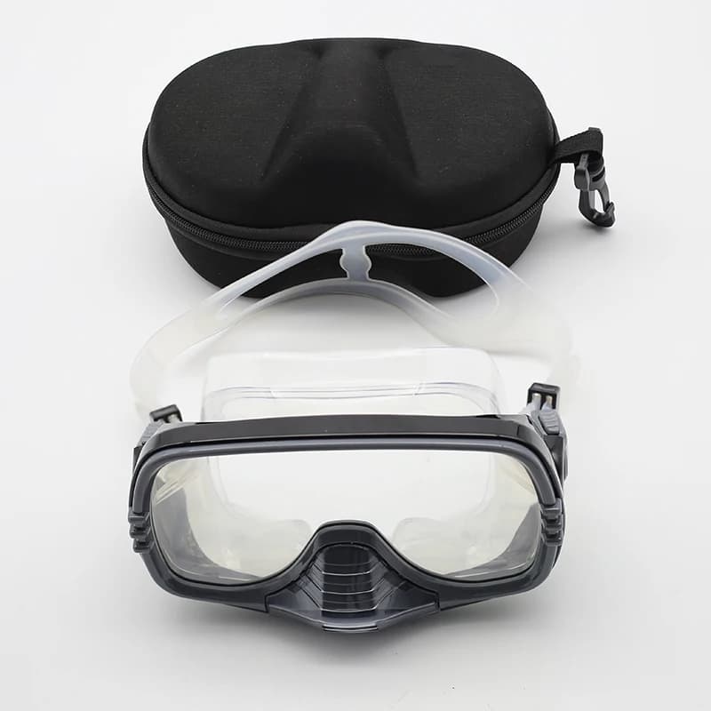 Large Frame Underwater Mask with Exhaust Valve | HD Tempered Glass Lenten and Adjustable Silicone Strap, Swimming Goggles, Buceo, , Moa,