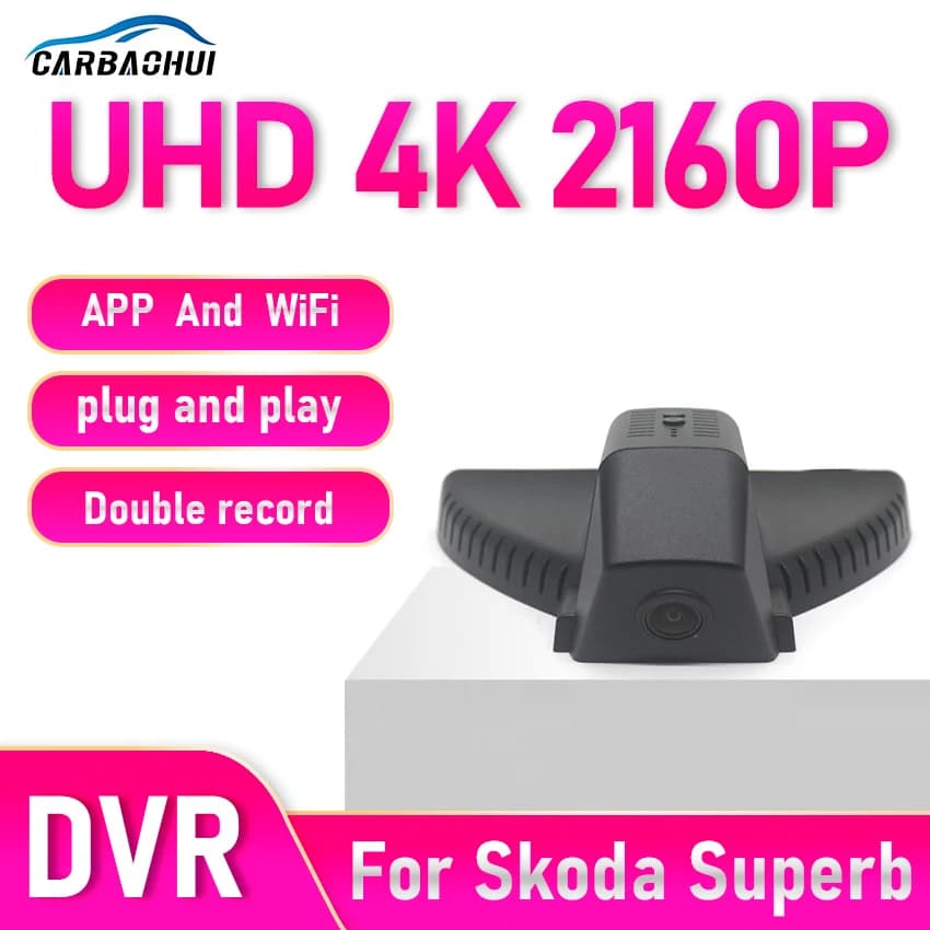 Dash Cam Camera 4K Front and Rear for Skoda Superb 2016~2019, DVR Recorder for Cars with WIFI, Registration Device Accessories