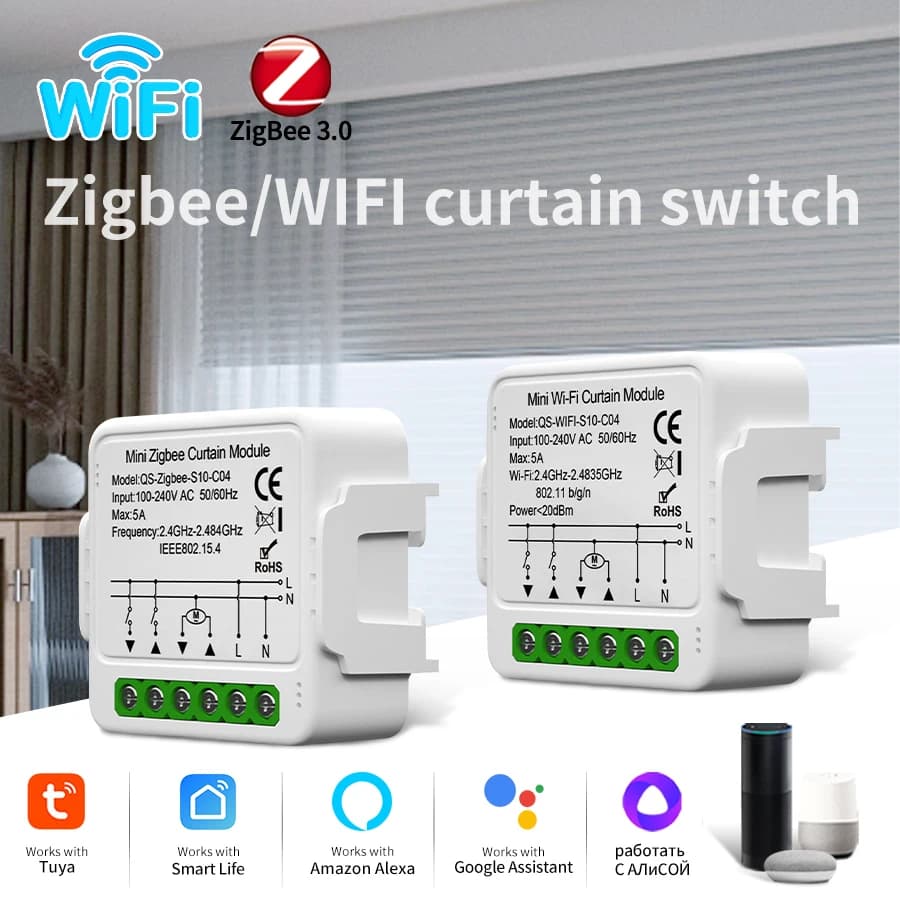 Tuya Smart ZigBee/WiFi Modulo interruttore tenda Tende a rullo Motore otturatore Controllo APP Vita intelligente Funziona con Alexa Google Home