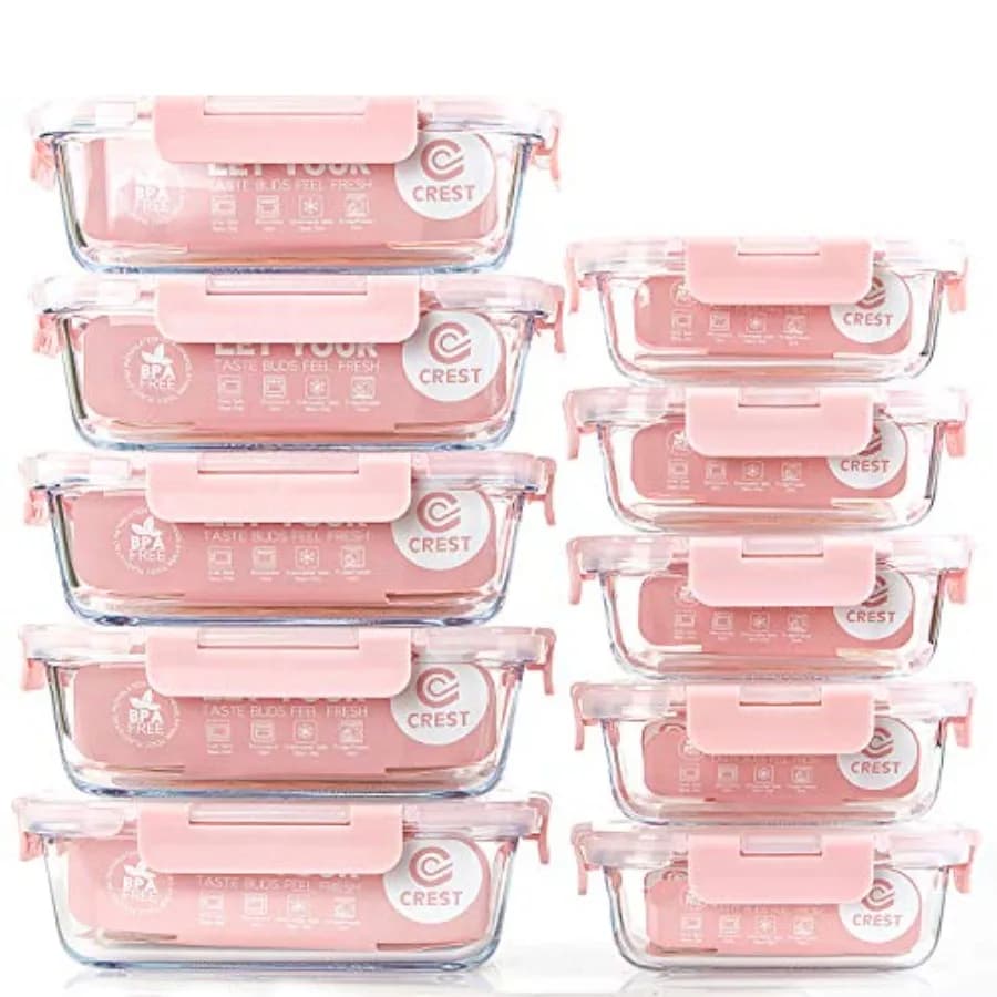 10 Pack] Glass Meal Prep Containers, Food Storage Containers with Lids Airtight, Glass Lunch Boxes, Microwave, Oven, Freezer an