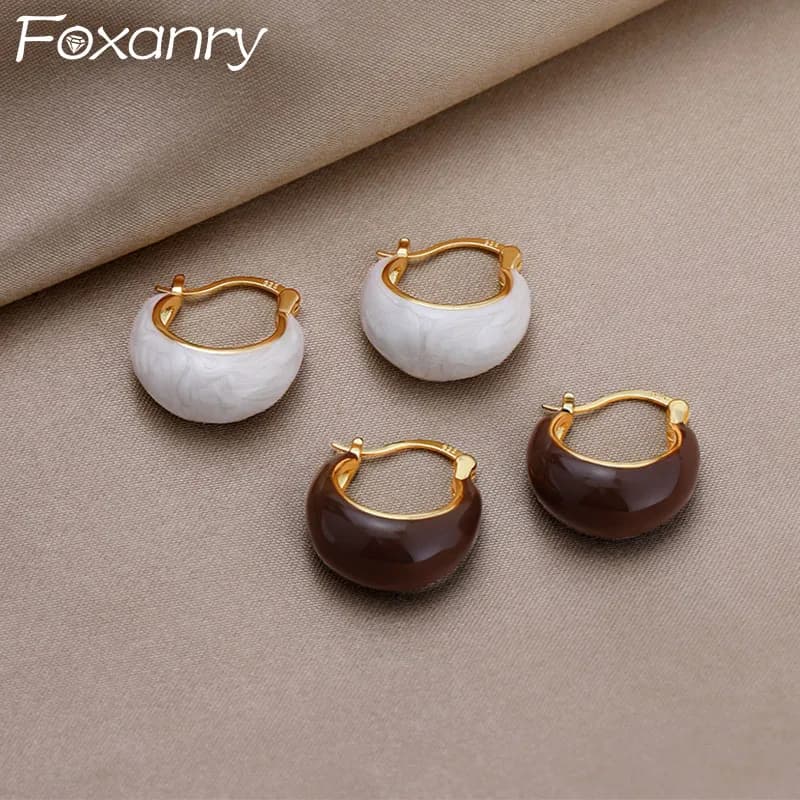 Foxanry prevenire l'allergia orecchini a cerchio con smalto a goccia per le donne ragazze Classic Simple Elegant Vintage Fashion Engagement Jewelry Gifts