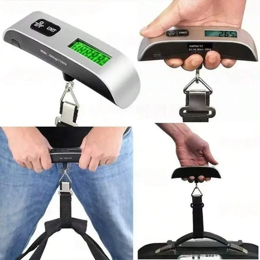 Bilancia Digitale Portatile per Bagagli, Alta Precisione 50kg/110lbs, Compatta con Sensore di Precisione e Display LCD Retroilluminato