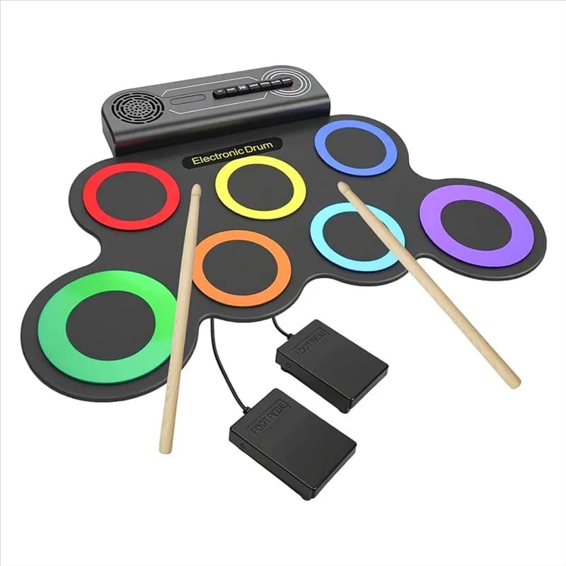 A74K-Batteria elettrica portatile per bambini con altoparlante incorporato e kit di pad per esercitazioni avvolgenti: regalo ideale