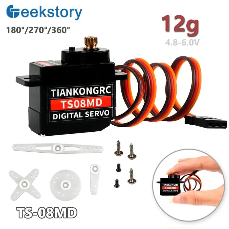 12g Micro Digital TS08MD Servo RC Parti Metal Gear Mini Servi Parti di giocattoli fai da te per RC 250/450 Elicottero Aereo Modello ad ala fissa
