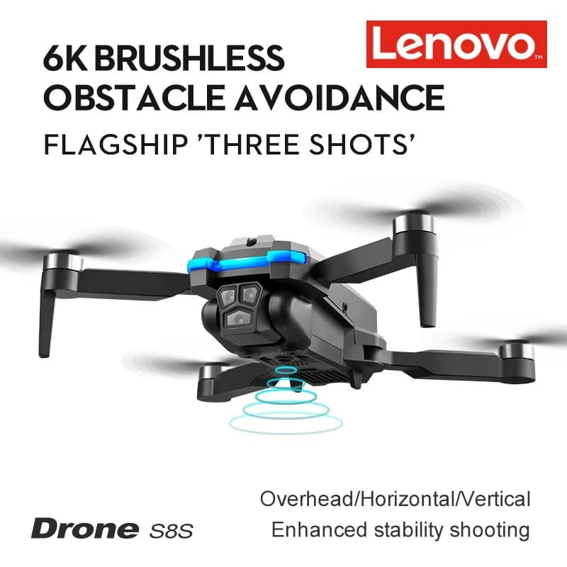 Drone Lenovo S8S con Tripla Fotocamera, Motore Brushless, Evitamento Ostacoli, Lente Regolabile Elettricamente, Posizionamento a Flusso Ottico