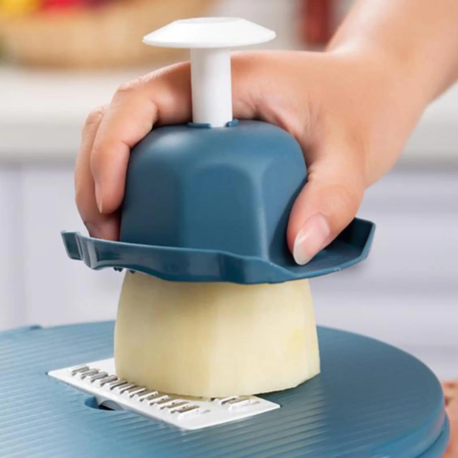 Affettatrice per frutta e verdura, trituratore da cucina con contenitore, affettatrice per cipolle per cucinare a casa, preparare i pasti, preparare insalate, per il campeggio