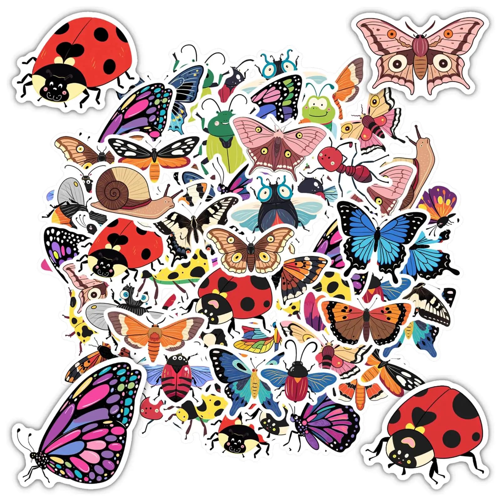 35pcs Playful Butterflies Stickers Vibrant Insects Funny Stickers Animal Stickers For Guitar DIY Skateboard Laptop Luggage