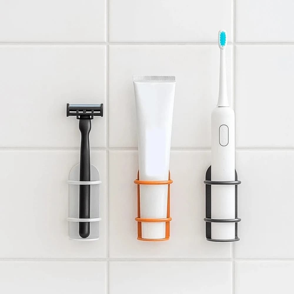 2-piece electric iron toothbrush door Wall brush without punching with storage razor shelf for bathroom