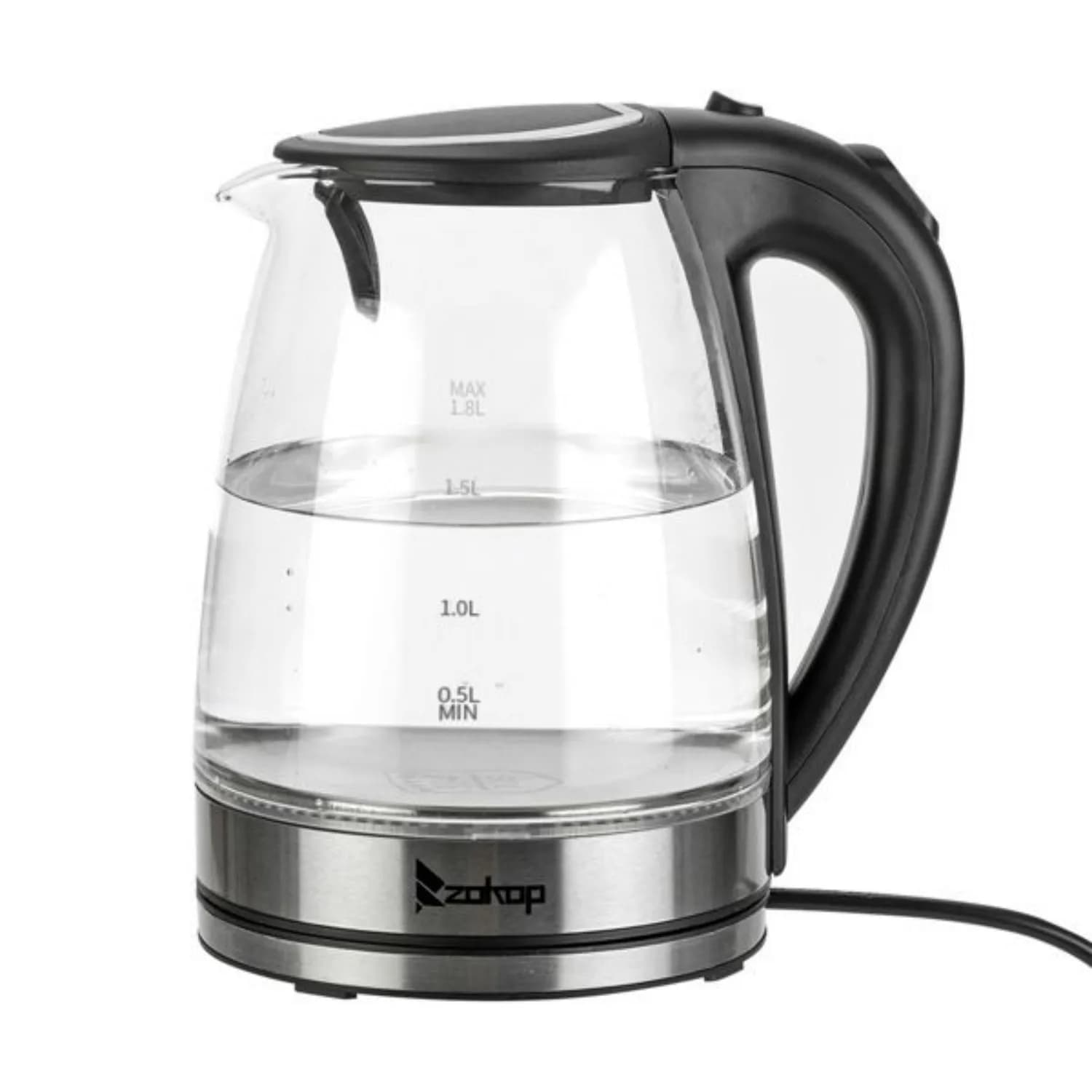 1.8 Liter Glass Electric Kettle - 1200 W Quick Bubble with Blue LED Light | 360 ° Rotating Base | Stainless Steel and Glass Without BPA (US Pl