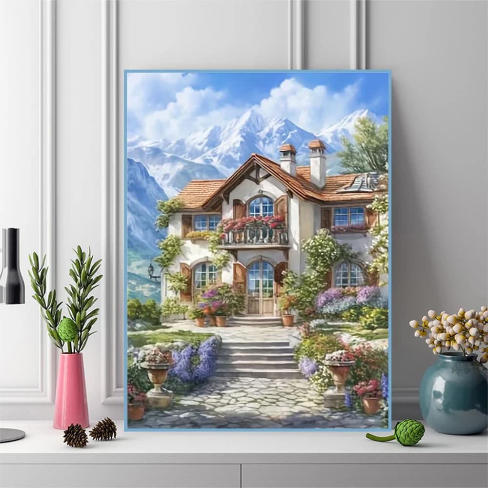 5D DIY House Diamond Mosaic Landscape Set Full Drill Square Round Diamond Painting Garden Embroidery Child Hobby