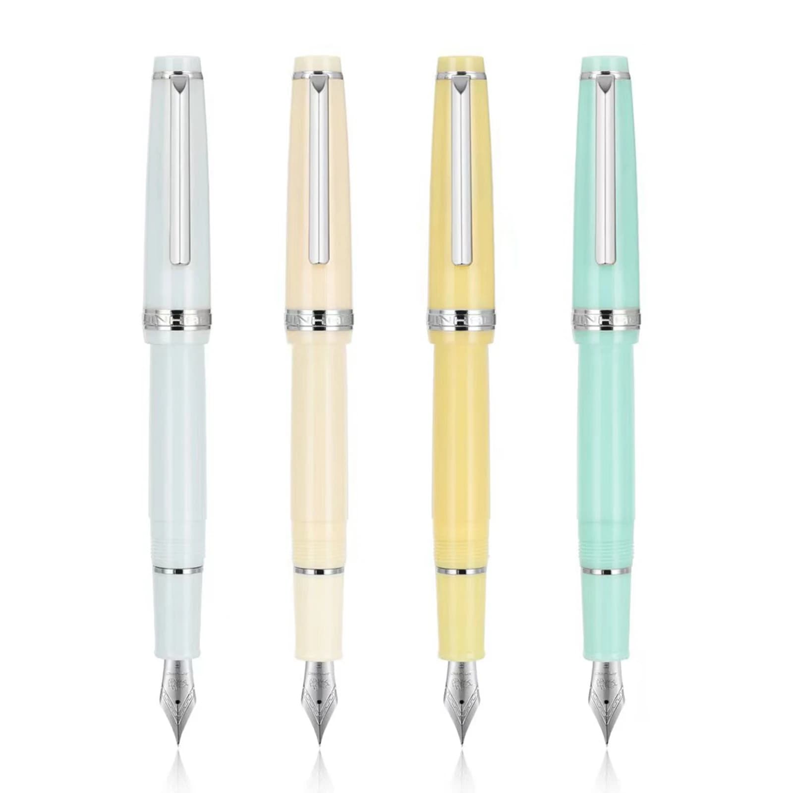 Jinhao 82 Acrylic Fountain Pen with F 0.5mm nib school office Supplies business writing ink pens sliver clip blue yellow green