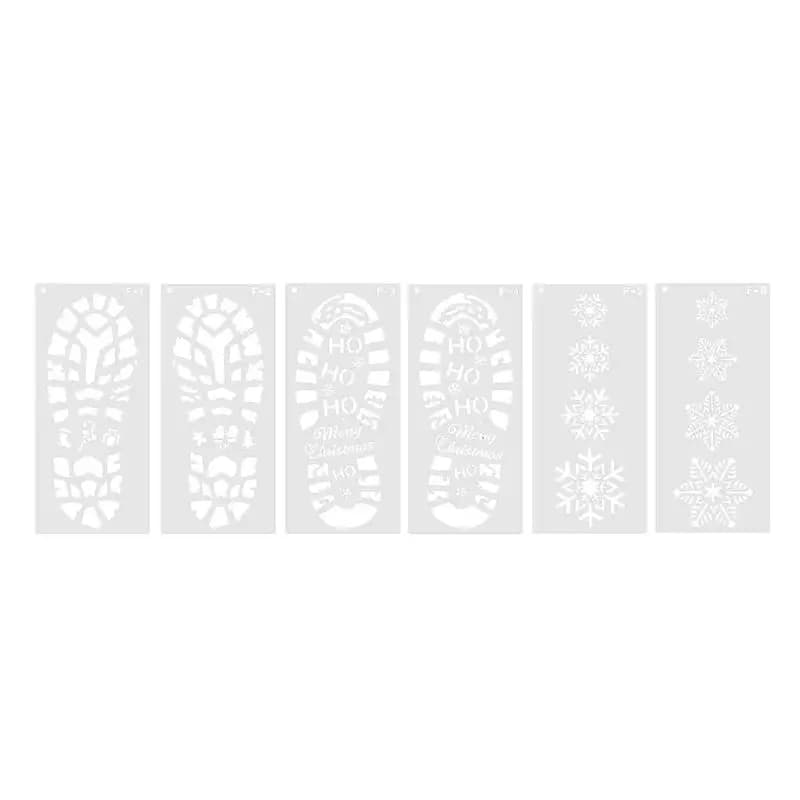 ABLQ Impronte di Babbo Natale per pavimento Stencil per impronte di Babbo Natale Stampe di stivali di Babbo Natale e modello di stencil di fiocchi di neve