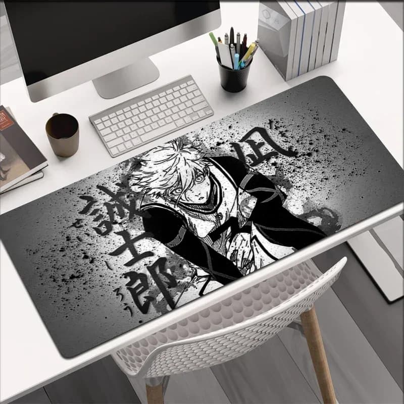 Tappetino per mouse in pelle Anime PC Gamer Tastiera Tappetino per mouse bianco e nero di grandi dimensioni Grande Tappetino per scrivania da gioco per laptop Tovaglia antiscivolo
