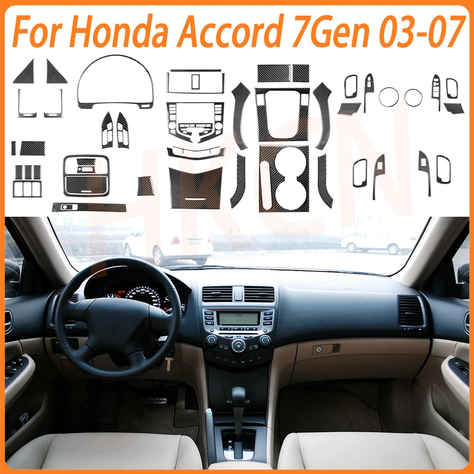 Tachimetro Striscia Portaoggetti Interruttore Finestra Ascensore Driver Pannello dei pulsanti Adesivo interno per Honda Accord 7th Gen 2003 2004 2005 2007