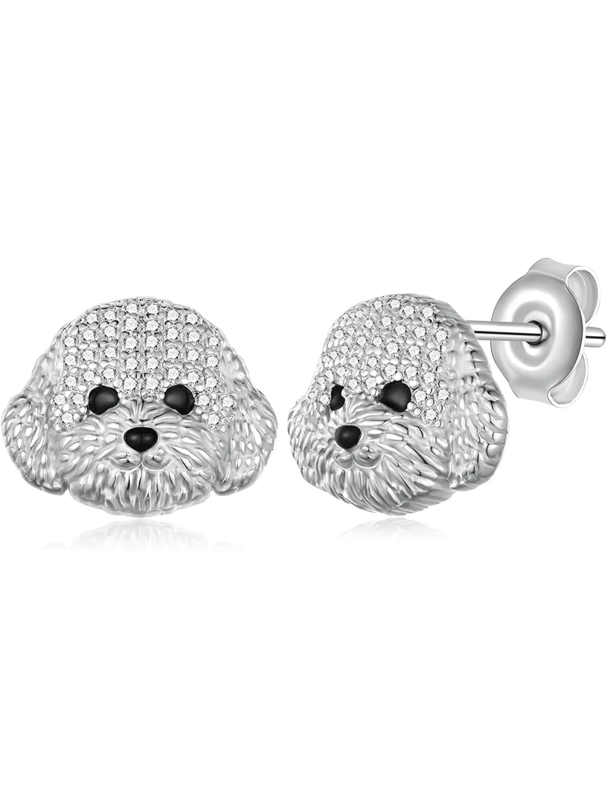 Cute Dog Stud Earrings With Rhinestones Animal Jewelry For Women