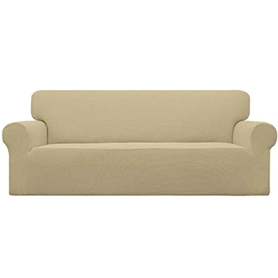 Elasticized Cover - Jacquard Fabric Sofa Cover Elasticized Soft with Elastic Bottom for Small Sofas
