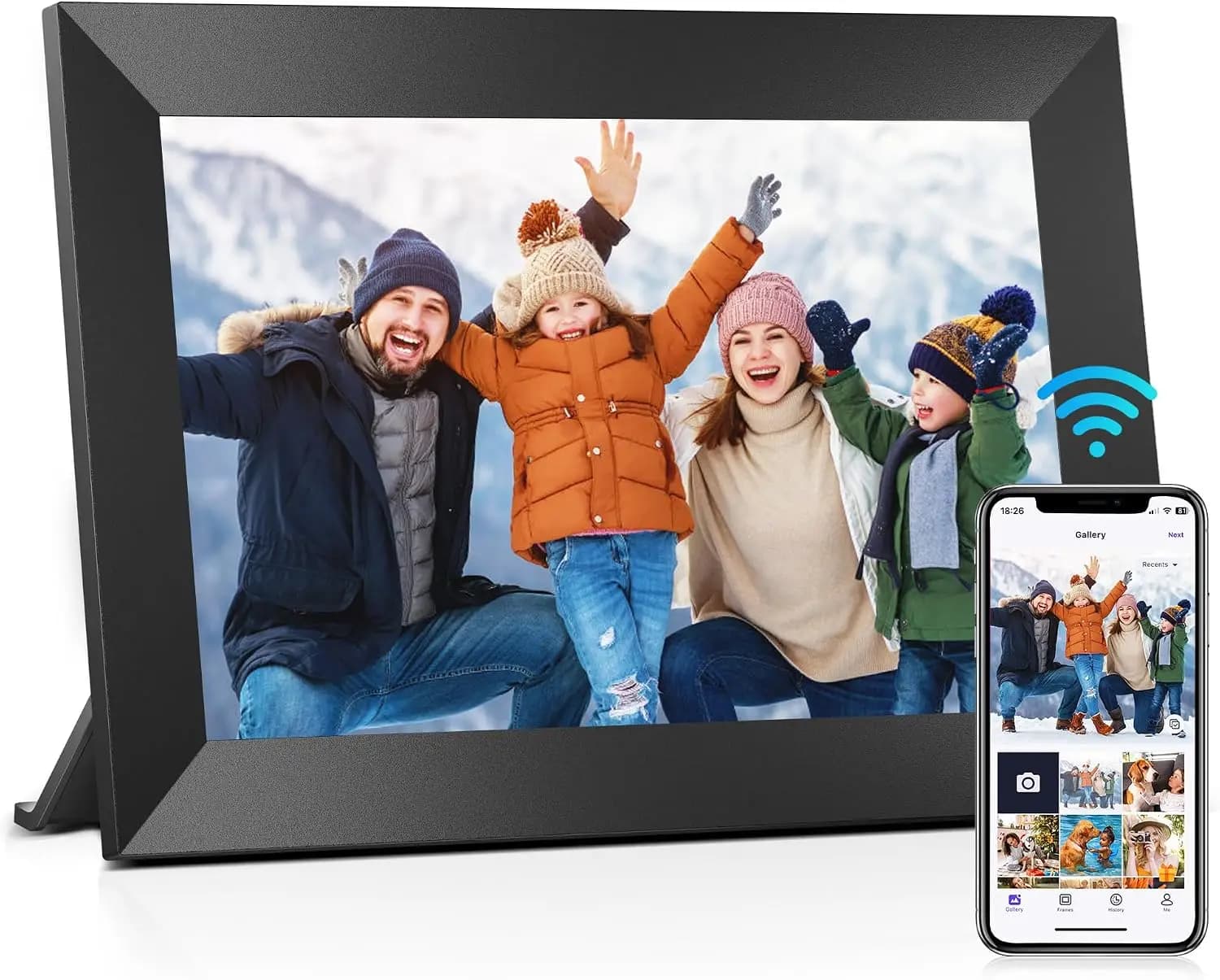 10.1" Digital Picture Frame 32GB, 1280x800 HD IPS Touch Screen, Share Photos Instantly Securely, Send Wishes Anywhere