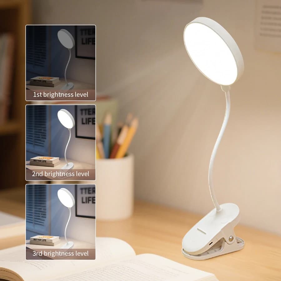 Lampada da tavolo a LED Lampada da scrivania ricaricabile Luce notturna con clip Touch Dimmerabile Protezione per gli occhi Camera da letto Ufficio Studio Lettura Luce del libro