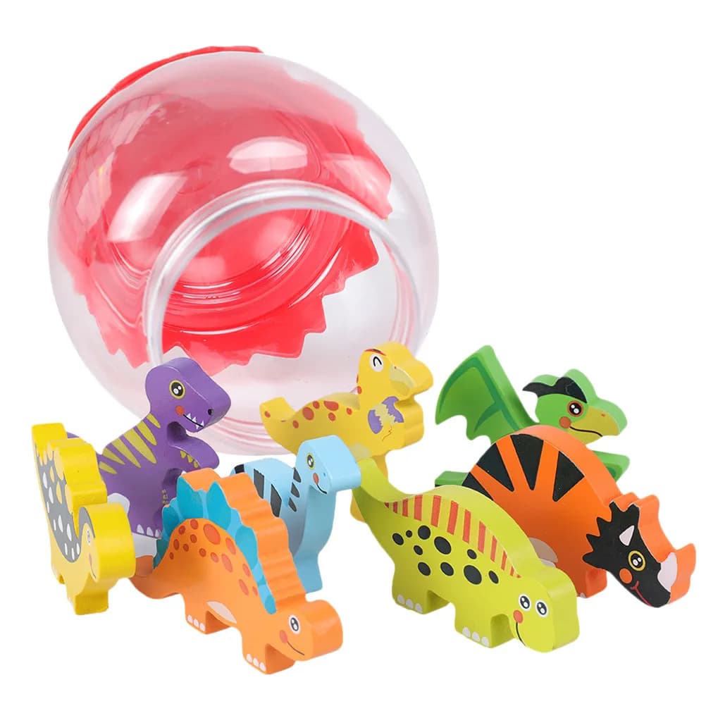 8Pcs Sustainable Wooden Dinosaur Set for Early Childhood Education Supports Sensory Play Language Development and Family