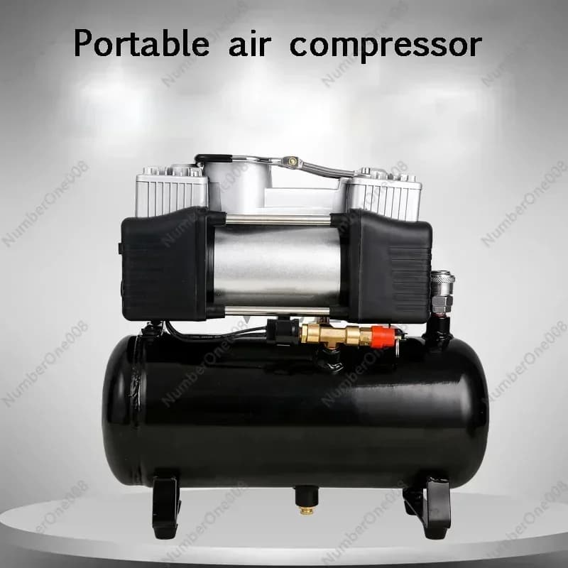 Compressore d'Aria Portatile Silenzioso Senza Olio 2.5L/4L/6L 12V 220V, Gonfiatore per Pneumatici Auto