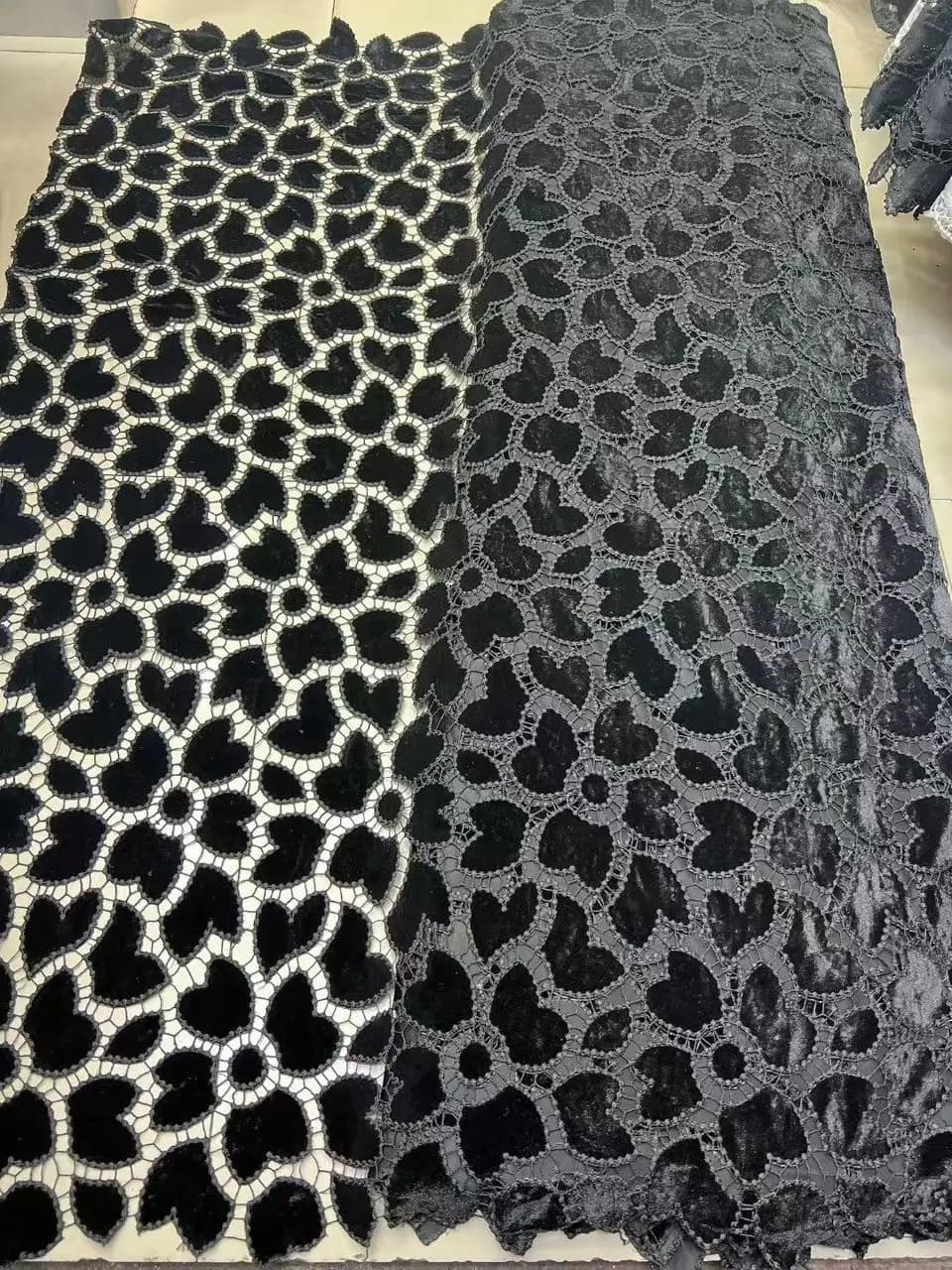 Nuovissimo Tessuto Nero Idrosolubile in Pizzo Guipure Africano, Tessuto in Pizzo di Velluto Nigeriano da 5 Iarde per Abiti da Donna