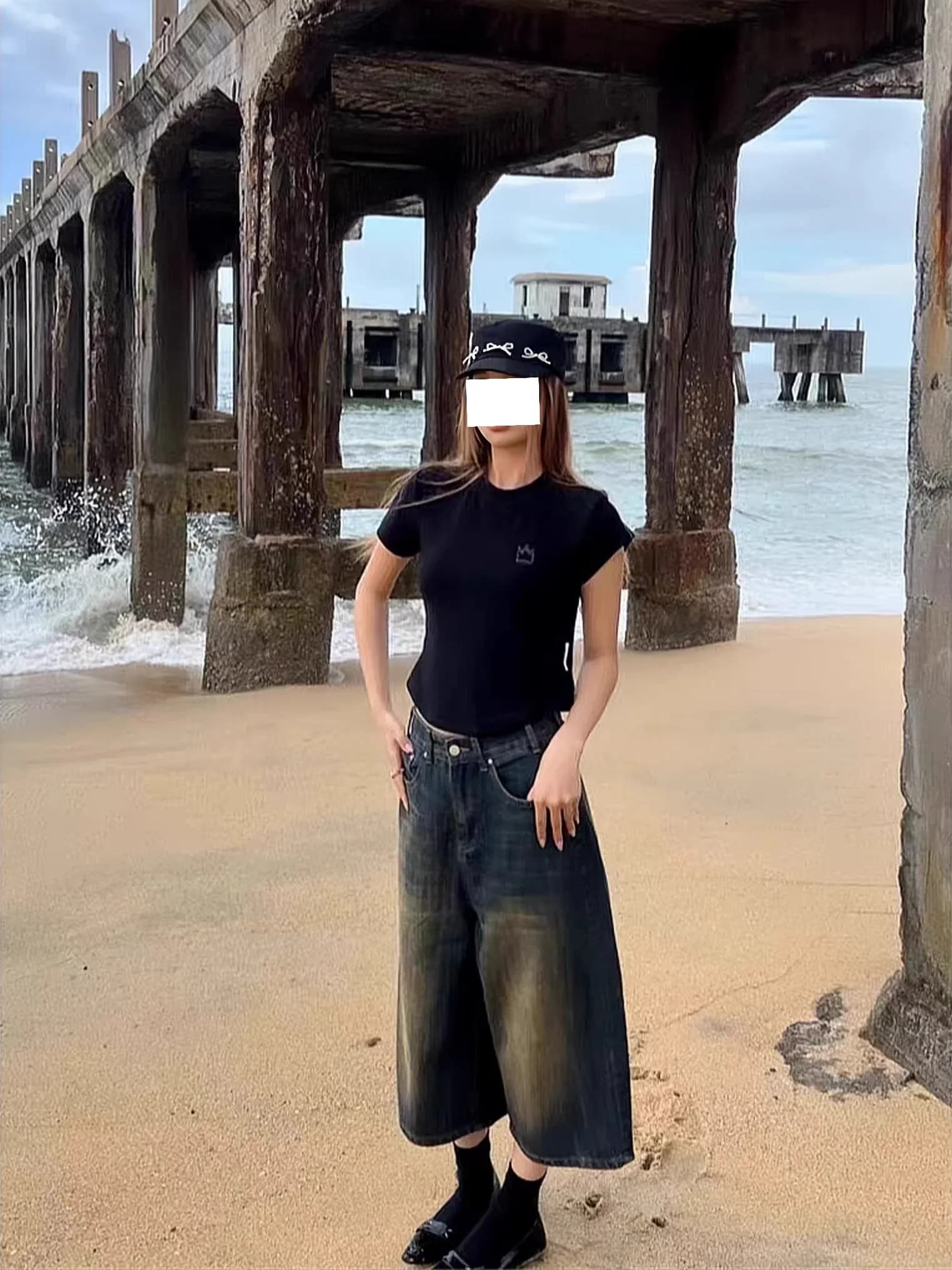 Jeans a vita alta stile americano da donna, taglie forti, estivi, a gamba larga, taglio dritto, in denim lavato, casual