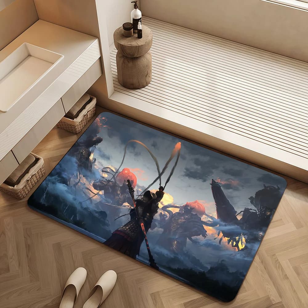 Tappeto d'ingresso Wukong per corridoio, soggiorno, balcone, bagno, decorazione a tema avventura e combattimento