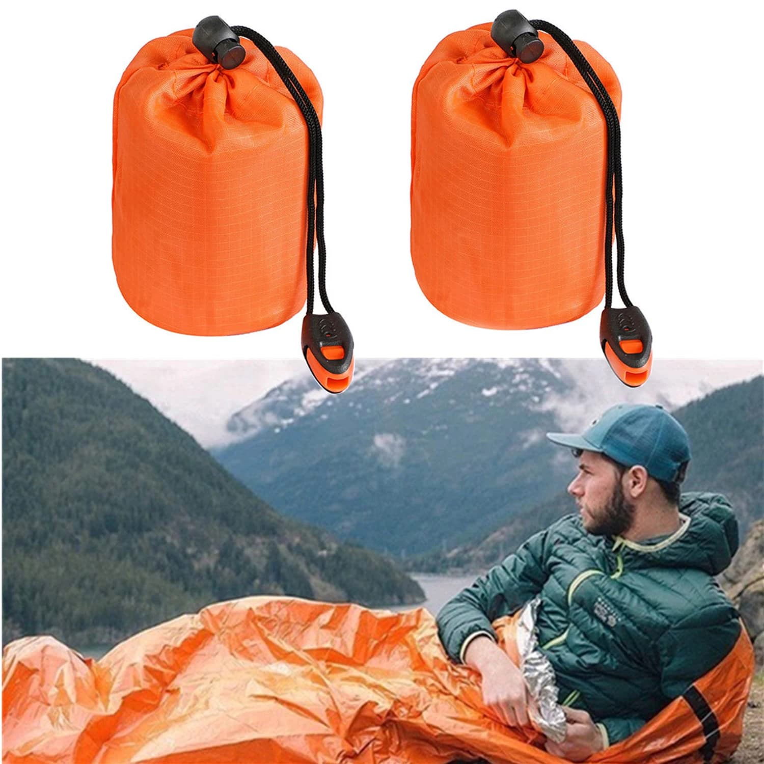 Sacco a pelo di sopravvivenza di emergenza portatile impermeabile da 1 pezzo per campeggio all'aperto Kit di salvataggio di primo soccorso EDC Coperta in Mylar