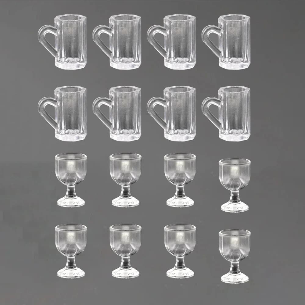 8 pezzi 1/12 accessori in miniatura per casa delle bambole mini tazza di birra in resina simulazione bicchiere di vino calice modello giocattolo per la decorazione della casa delle bambole