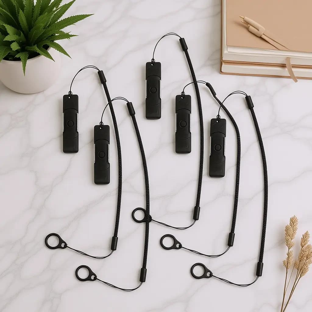 Set di 5 Supporti per Stilo con Cordino Elastico Compatto, Cinturino a Molla Retrattile per Ufficio, Aula, Disegno e Tablet