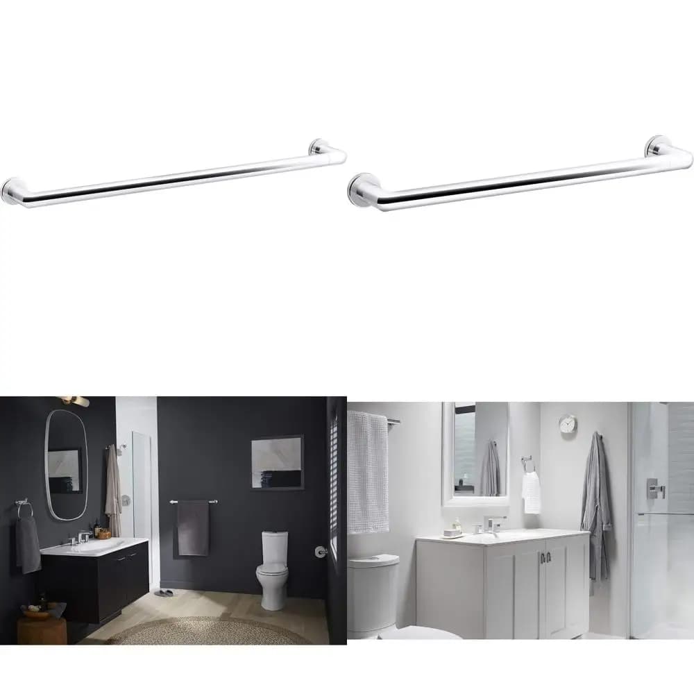 Portasciugamani in cromo lucido della collezione Kumin, portasciugamani da bagno, K-97882-CP, accessorio da bagno moderno