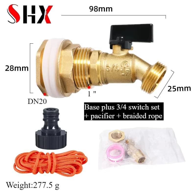 Secchio in plastica da 3/4" Connettore interruttore in ottone Base filo esterno rubinetto NPS Connettore secchio pioggia in plastica