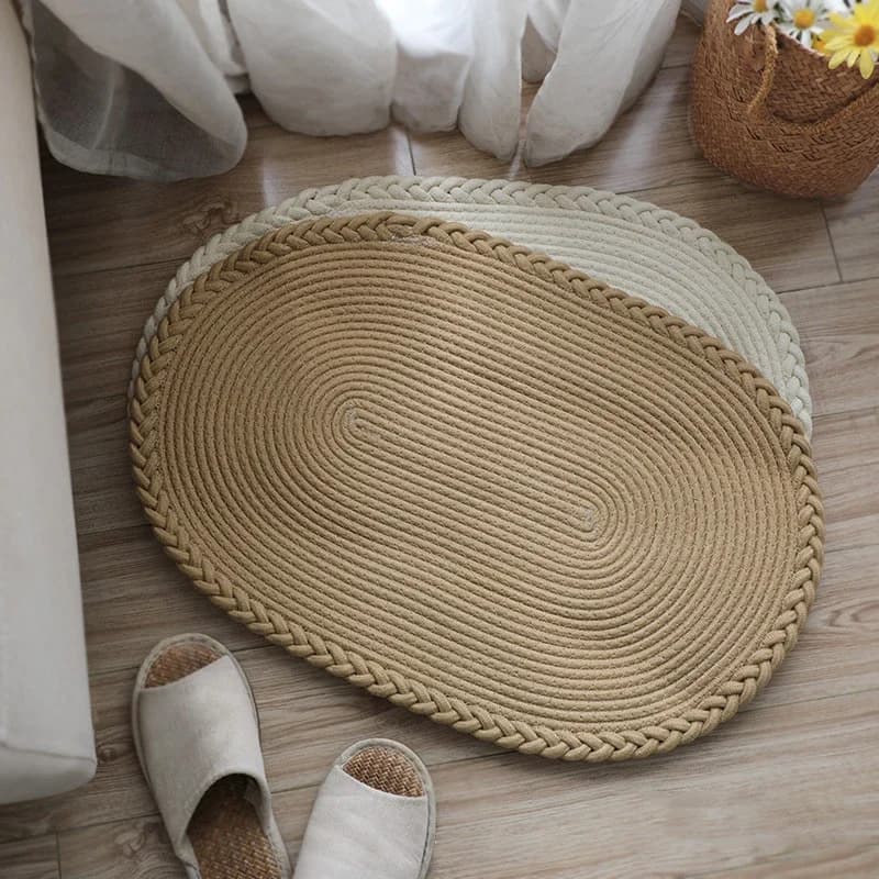Home Decoration 65*45cm Simple Style 100% Jute Mat Rug Doormat Handmade Carpet Floor Mat Non-slip Eco-friendly Rug Cushion