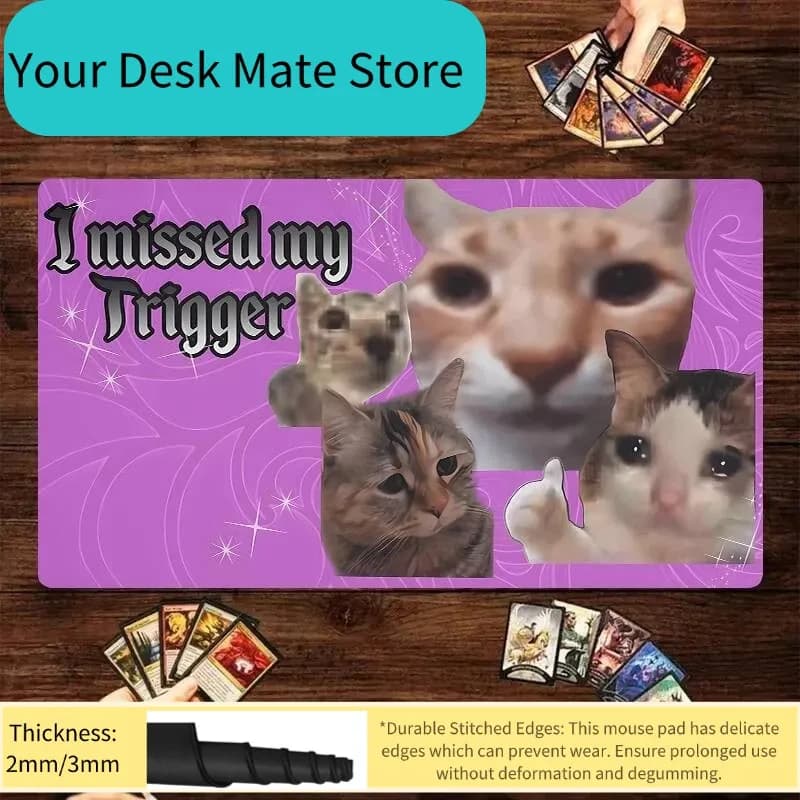 Tappetino per Mouse con Design 'I Missed My Trigger', Grande Tappetino da Gioco per Computer e Ufficio, Antiscivolo, per MTG DTCG CCG RPG, Tappeti Divertenti